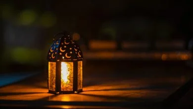 photo of ramadan light on top of table